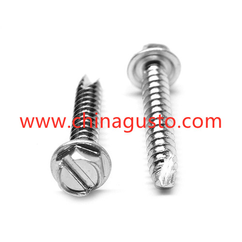 DIN7504 Slotted hexagon self tapping screw with intermediate